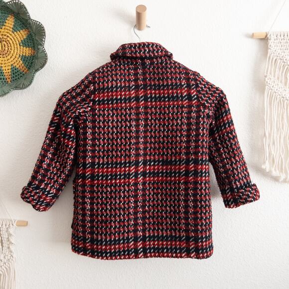 Next Red Blue and White Girl's Wool Blend Peacoat with Sherpa Lining Size 4-5yrs - Picture 2 of 8